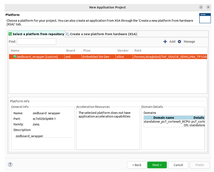 Create a new application project